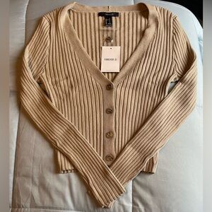 Vintage FOREVER 21 Women’s Cable Knit Cardigan - SMALL - Deep Taupe - NEW w/ TAG